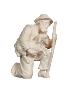 790038 Hirt kniend mit Lamm im Arm